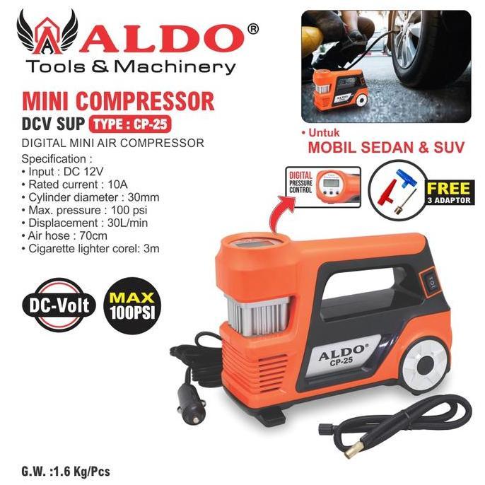 HARGA DISC - MINI COMPRESSOR DCV CP-25 / DIGITAL MINI AIR COMPRESSOR / MESIN POMPA ANGIN BAN PORTABL