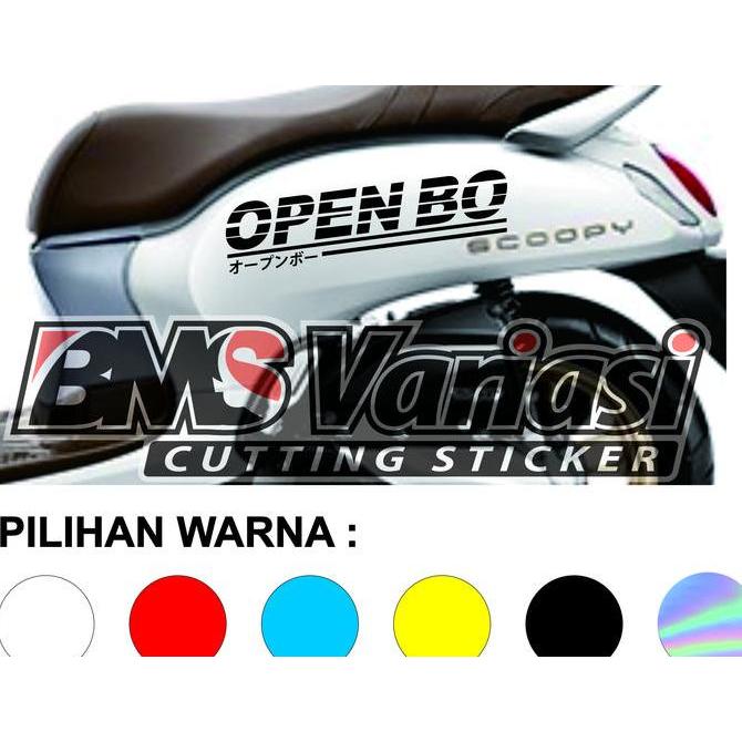 stiker OPEN BO kanji cutting stiker motor scoopy,genio,vespa dll