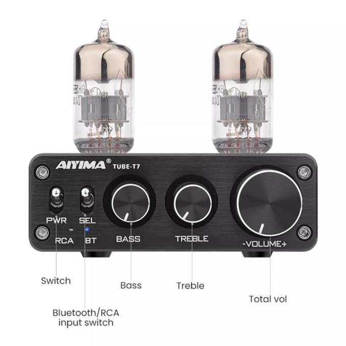 AIYIMA TUBE-T7 BT 5.0 Tube Preamp w Bass & Treble Adjustment RCA Input