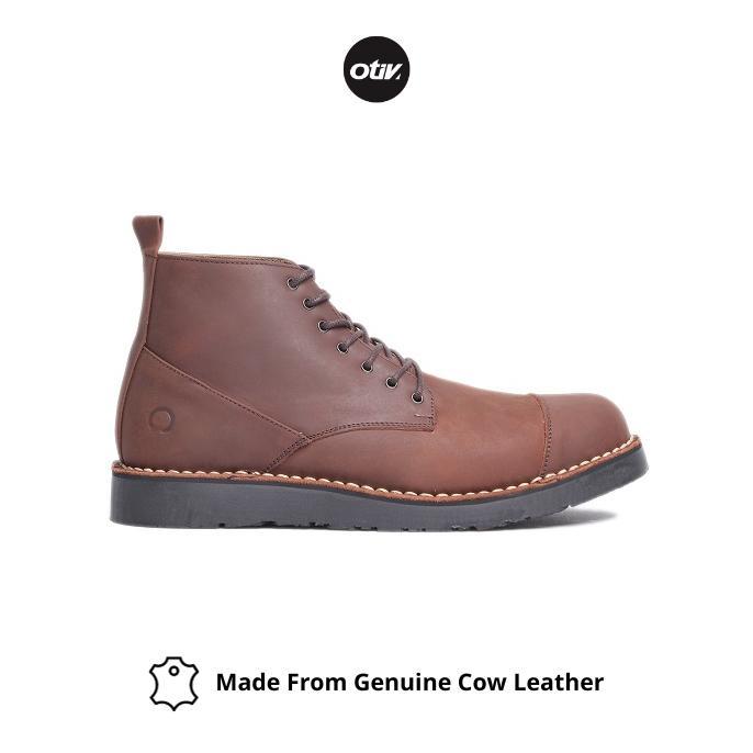 terbaru otiv gama dark brown - sepatu boots kulit asli pria