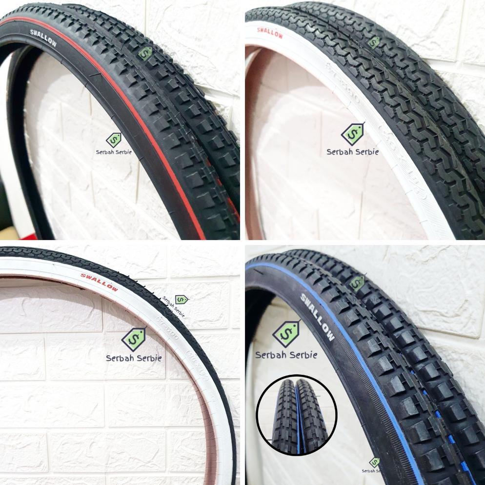 BAN LUAR SEPEDA 26X1 3/8 SWALLOW 590 26 X 1 3 per 8 HITAM PUTIH CTB PHOENIX JENGKI POLYGON SIERRA