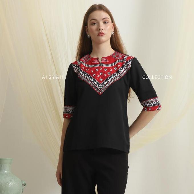 Abaka- Aisyah Collection - Lenso Adat Maluku Cengkih Pala -  Atasan Etnik Maluku - Baju Cele Ambon M