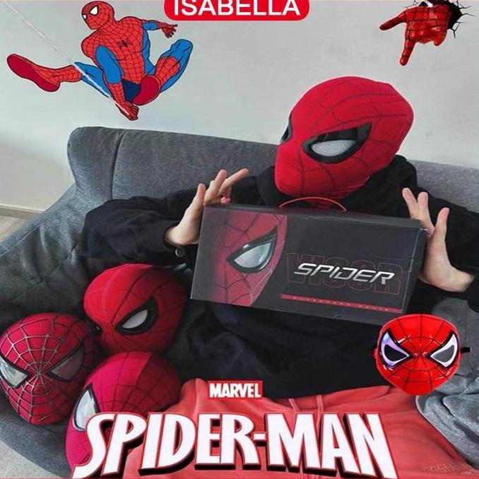 ISABELLA Bisa Berkedip Topeng Spidernnan Mask / Topeng Spidernnan Anak / Topeng Spidernnan Dewasa / 