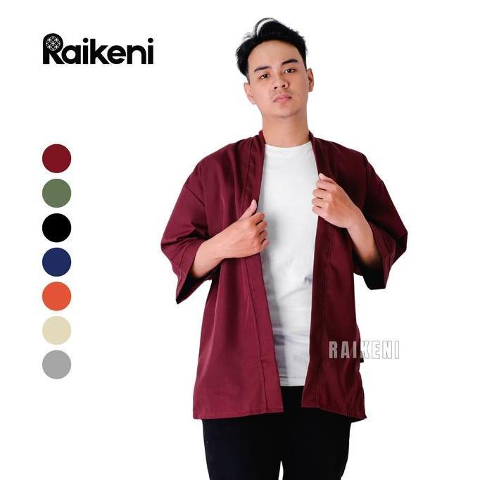 Hombre- New- Raikeni Kimono Uno | Outer | Kimono 3/4 Unisex Maroon | Cradan | Kimono Pria Merah