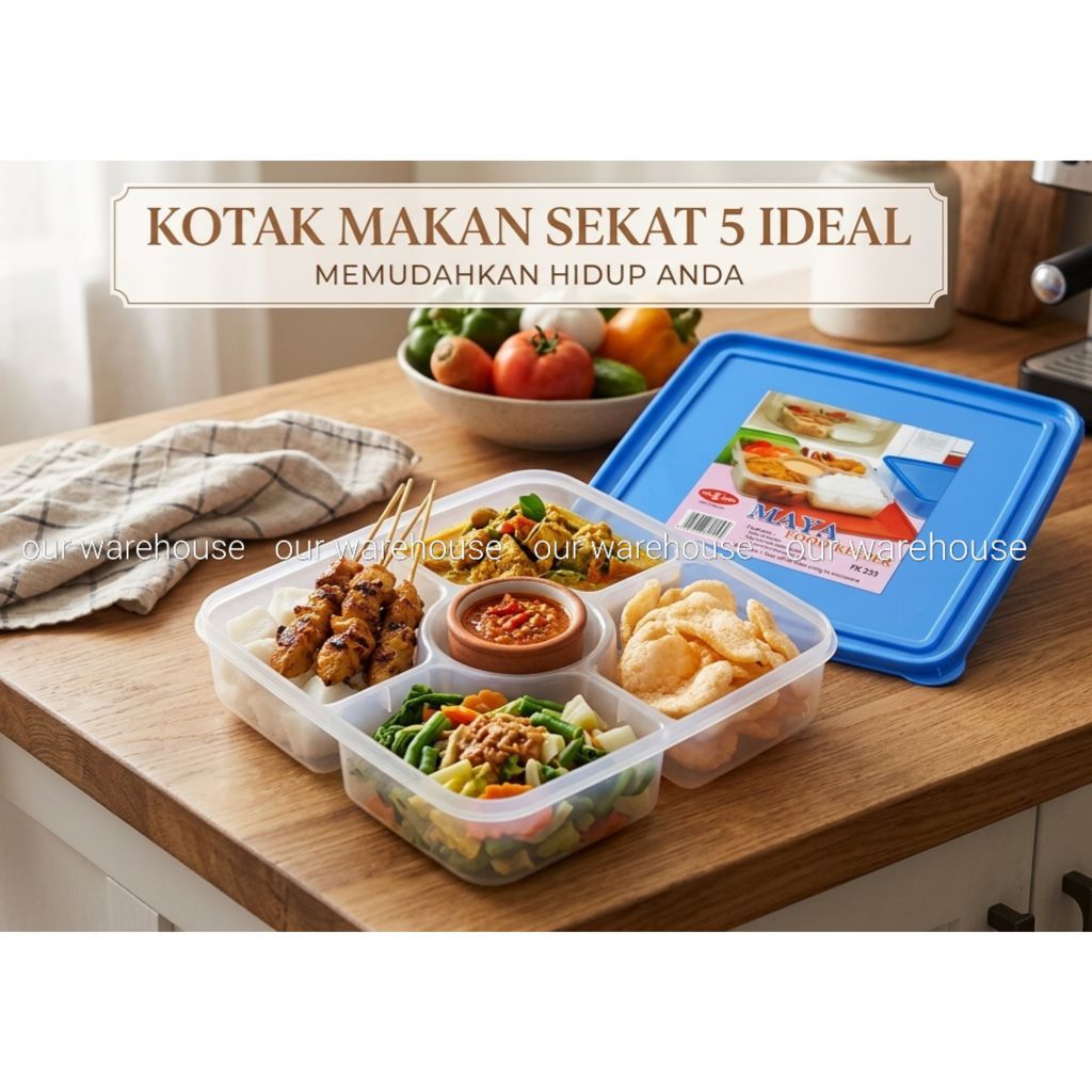Tempat Bekal Makan/ Lunch Box/ Food Keeper Catering 5 Sekat Owl Plast Maya