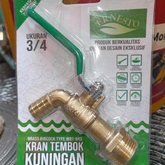 KRAN AIR 3/4" INCH KUNINGAN ERNESTO KRAN AIR TEMBOK KRAN 3/4 INCH