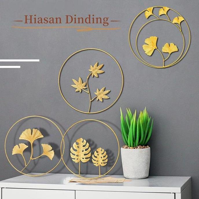 Star- Ready Stockpatung Dinding Besi,Ginkgo Logam Emas, Le, Dekorasi Dinding Daun Monstera Ornamen D