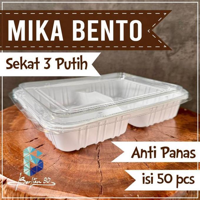 NEW Isi 50 Pcs Mika Bento Sekat 3 Anti Panas Murah Tahan Panas Tahan Bocor Kitchenware packaging box
