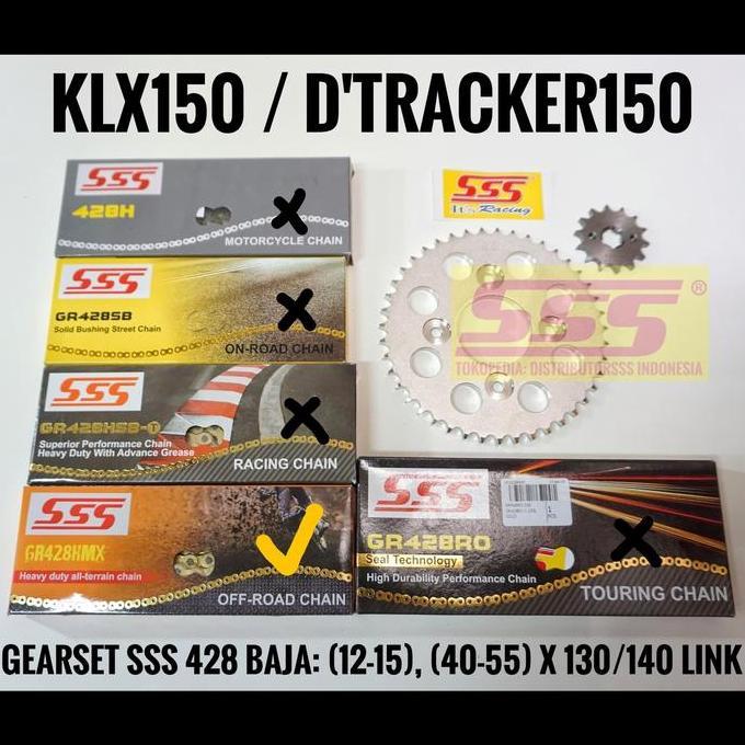 GIRSET SSS KLX150/D'TRACKER 428 BAJA RANTAI SSS HMX GOLD