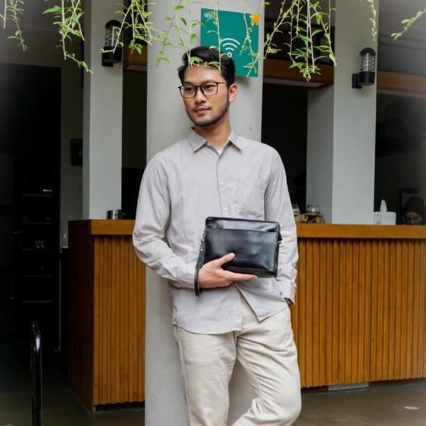 New Kenes Leather Clutch Tas Tangan Unisex Kulit Asli Malika  - Free Gravir Nama