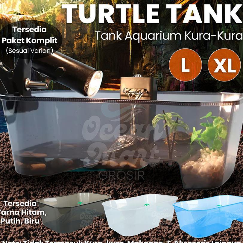 Turtle Tank Size L Xl Bak Ember Rumah Kandang Vivarium Aquarium Kura Reptile Tempat Basking Torto Ku