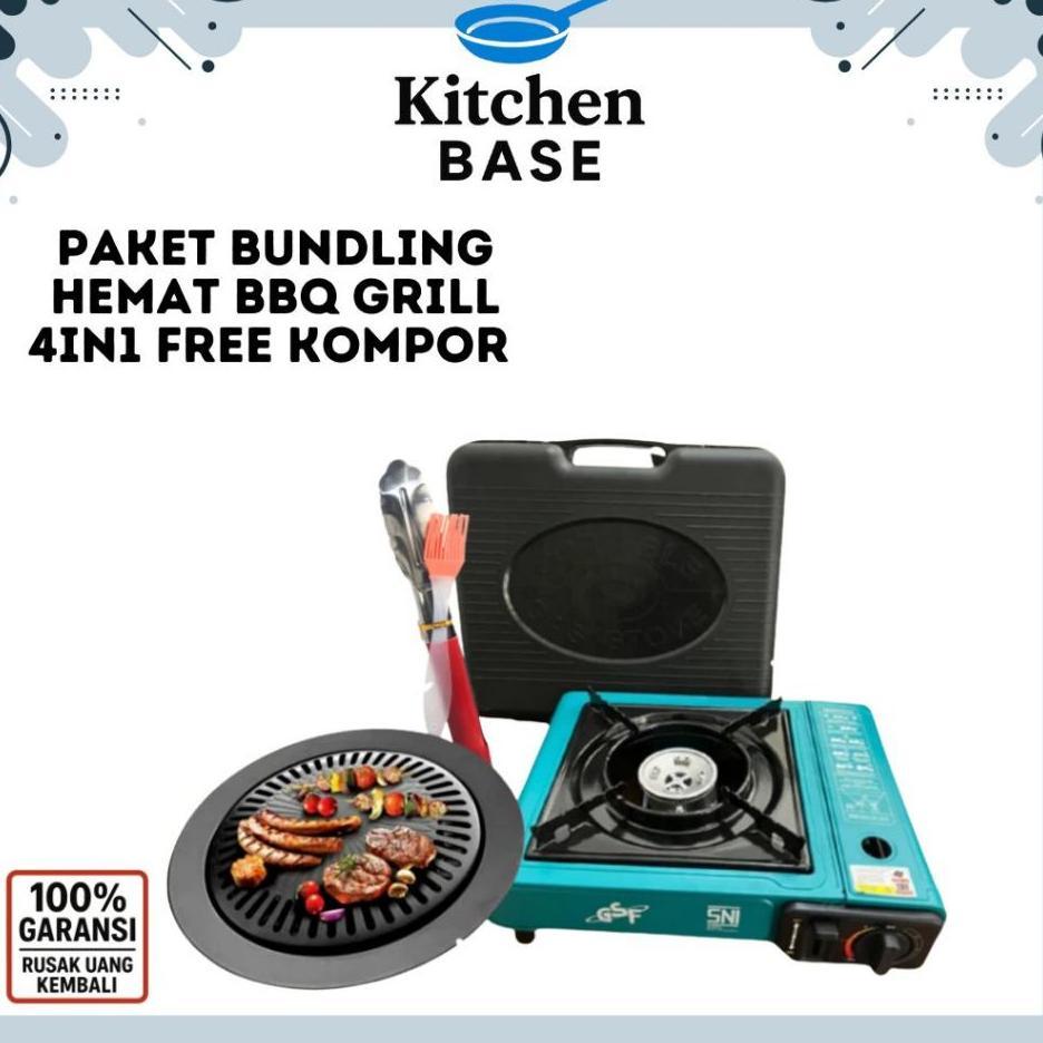 Paket Bundling Hemat Bbq Grill 4In1 Free Kompor / Paket Grill Dan Kompor Wajan Pemanggang Set - Kb