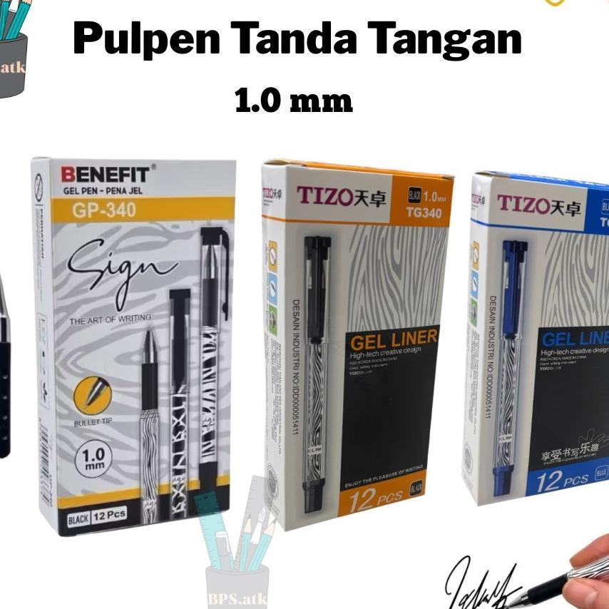 (12 Pcs) Pulpen Tanda Tangan 1.0Mm ( Tizo / Benefit ) Pulpen Tinta Tebal