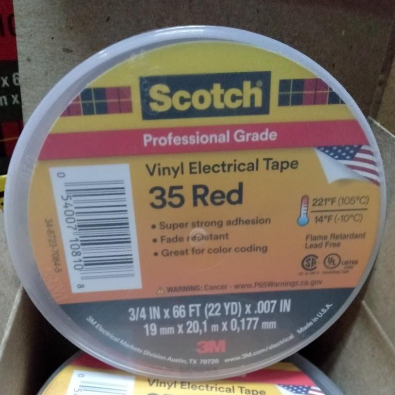 Original 3M Isolasi Scotch 35 Vinyl Electrical Tape Merah / Red