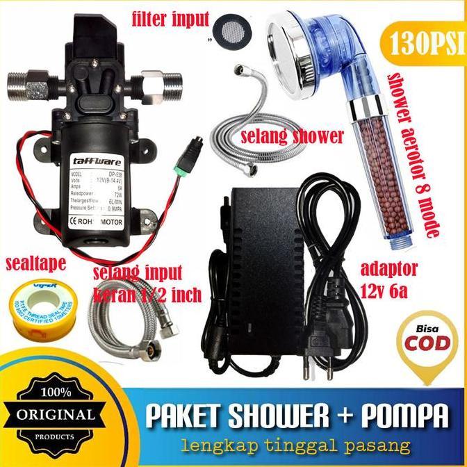 paket shower lengkap dgn pompa booster otomatis - shower ion aerator
