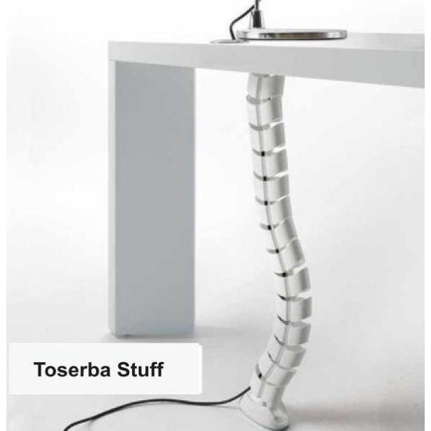 SNAKE CABLE BELALAI GAJAH JALUR KABEL DUCT SPIRAL MEJA KERJA KANTOR Hitam Silver Putih