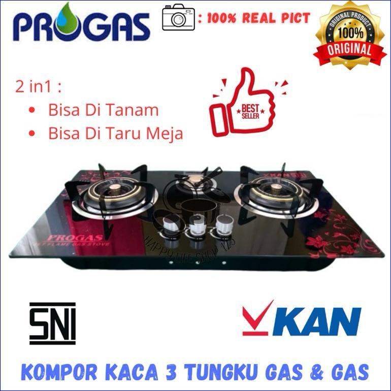 Jamin Murah Kompor Tanam Progas 3 Tungku Mix Bara/Kompor Tanam Progas 3 Tungku Gas Gas Buruan Beli