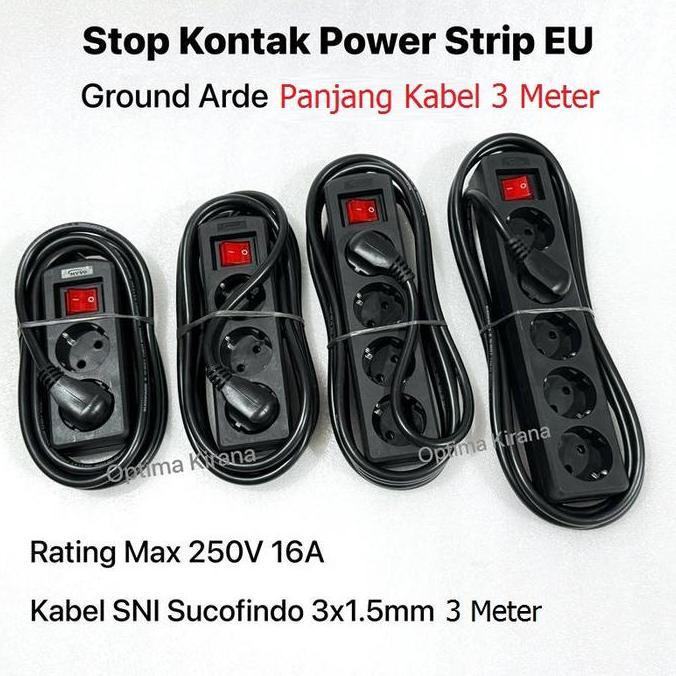 Stop Kontak Arde Socket Kabel Listrik 16A Power Strip Terminal Saklar