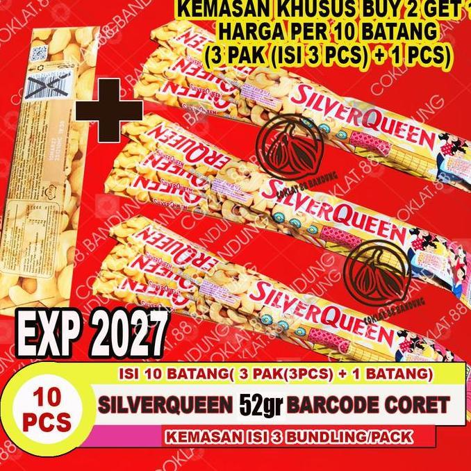 SilverQueen 52gr 1 Box Isi 10 Coklat Rasa Almond Mede Kemasan Spesial 5 Pak @2pcs Coklat Makanan