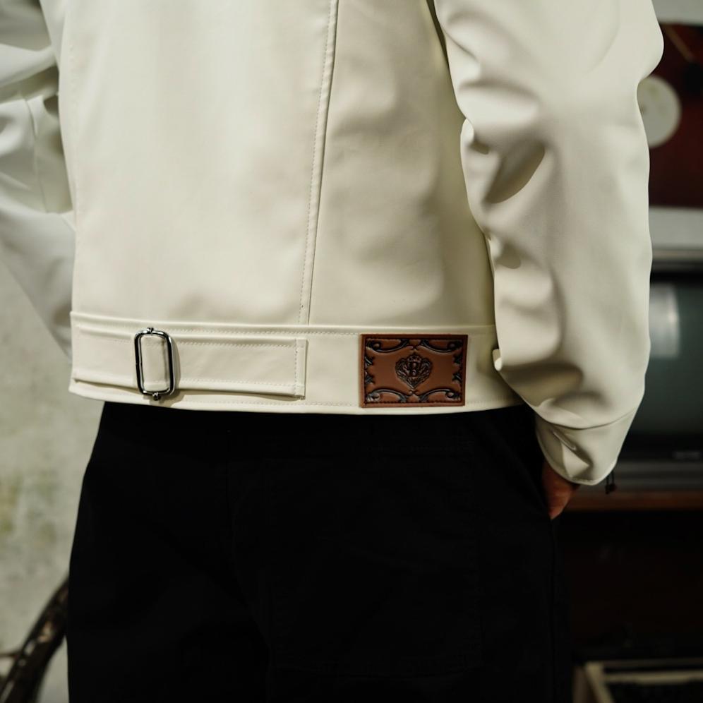 BEST DEALS BOZRVK - KAIT CLASP LEATHER JACKET PUTIH - JAKET KULIT SINTETIS