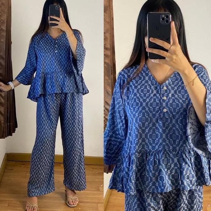 Setelan Matilda Celana Panjang Super Adem Ibu Bumil Dan Busui Perempuan Katun Rayon Lengan Sepertiga