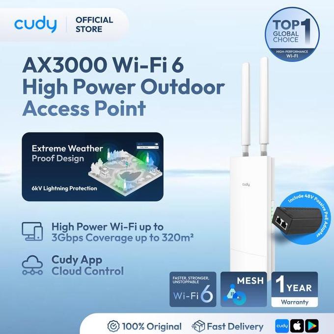 CUDY AP3000 OUTDOOR CUDY AP3000 OUTDOOR ACCESS POINT WIFI 6 AX3000 TAHAN CUACA MURAH