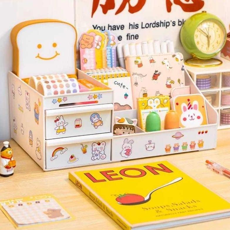 NEW ARRIVAL [COD] Rak Cosmetics Storage 2 Laci Gratis Stiker Lucu - Rak Domi / Rak Makeup / Rak  Kos