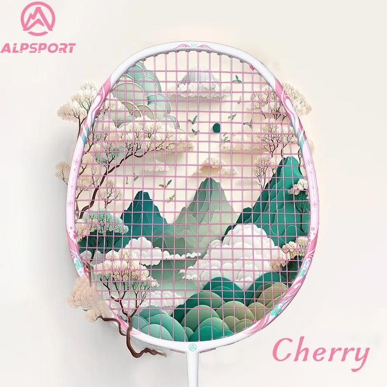 PROMO ALPSPORT New Cherry Badminton Racket 100% Serat Karbon Penuh Desain Asli Model Dewi Desain Asl
