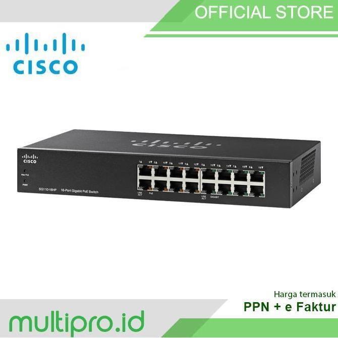 CISCO SG110-16HP 16-PORT POE GIGABIT SWITCH - CISCO+SMARTNET MURAH