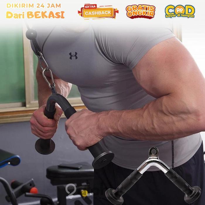 ALHM - V Handle Gym Handle Pull Down Bar V Bar Handle Alat Fitness Rubber Grip Grip Bar Gym
