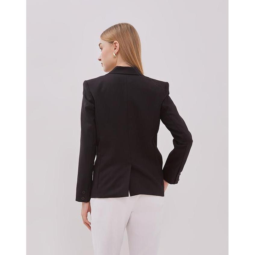 VALINO LADIES BLAZER WANITA LOOSEFIT(Hitam & Cream)