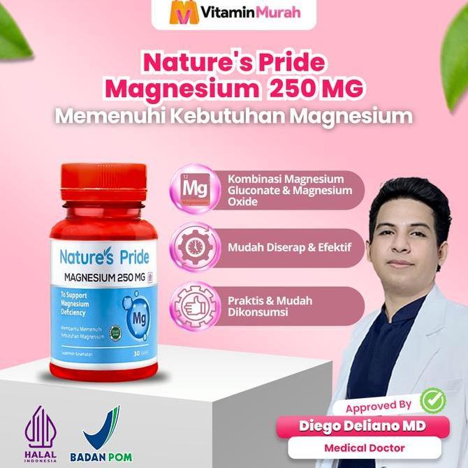 Nature'S Pride Magnesium 250Mg Isi 30 Tablet - Suplemen Kesehatan