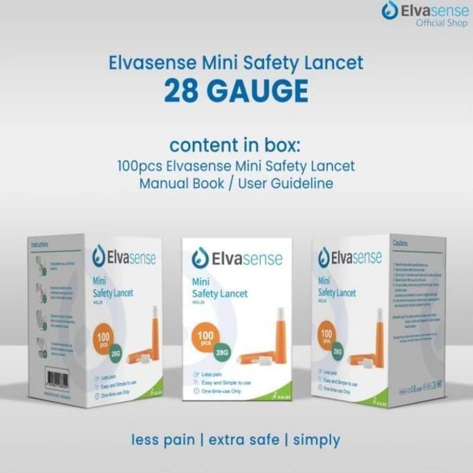 Elvasense Mini Safety Lancet 28G - Blood Lancet Elvasense Jarum Lancet
