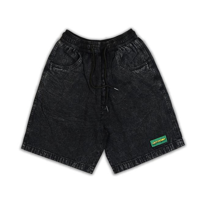 Kick Denim - Special Edition Celana Pendek Board Short Denim Hitam Pria | BDSP Tection