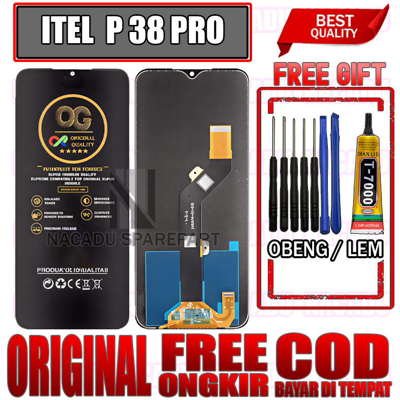 GRATIS/FREE LEM+OBENG LCD TOUCHSCREEN ITEL P38 PRO LAYAR SENTUH P38 PRO FULLSET KUALITAS OEM ORIGINA