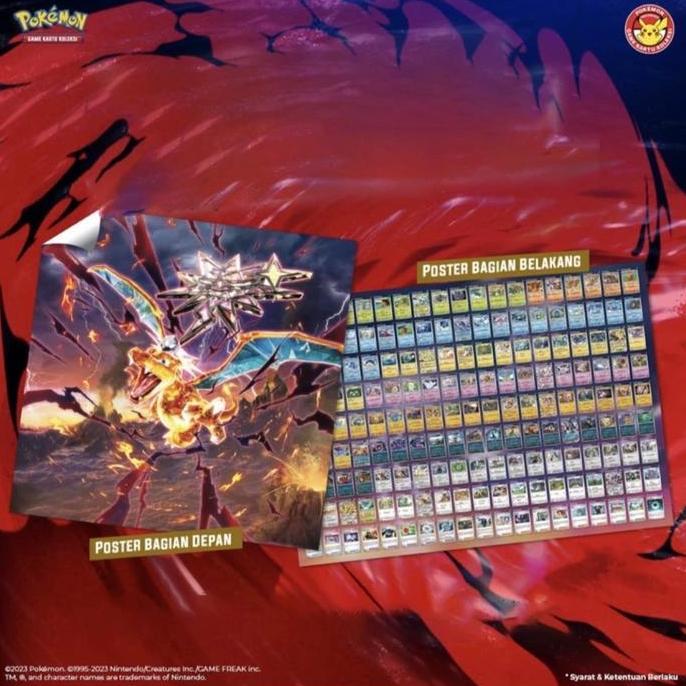 Poster charizard EX terastal kilau hitam pokemon indonesia original langka
