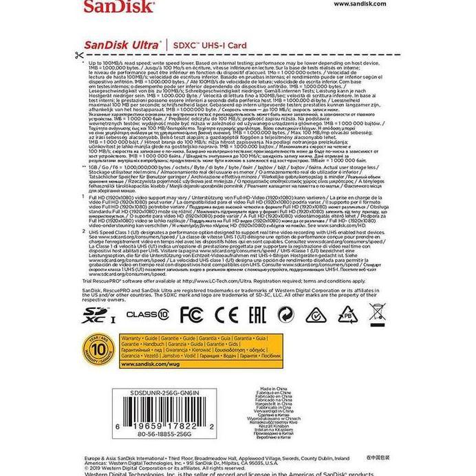 Sandisk SD Ultra - Memory Card Kamera 128GB 100MBS - Canon Nikon Sony