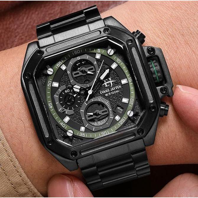Orologio- Evans Jayden Jam Tangan Pria Ej 9558 Rantai Stainless Steel Chronograph Kaca Sapphire Ter 