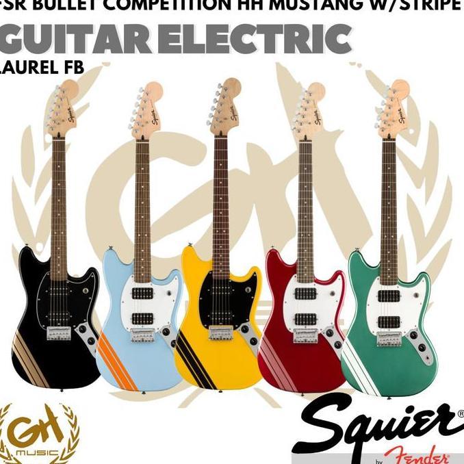 Squier FSR Bullet Competition HH Mustang with Stripes, Electric Guitar