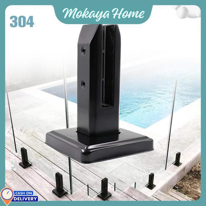 Mokaya Home - Stainless 304 Spigot/Bracket Kaca Black Matte Spigot Kaca Glass Clip Spigot Penjepit K