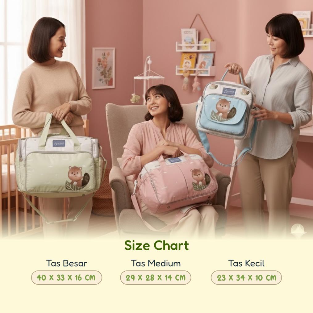 NEW Tas Bayi Omiland Tas Multifungsi Tas Selempang Diaper Bag Besar Medium Kecil Banyak Kantong Momm