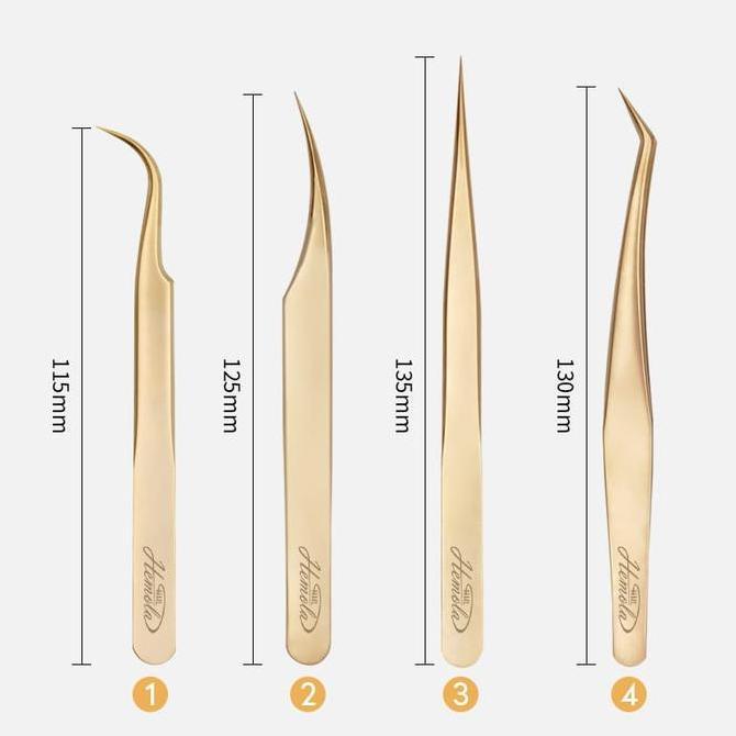 HEMOLA PINSET GOLD PINSET EYELASH EXTENSION GOOD QUALITY MURAH