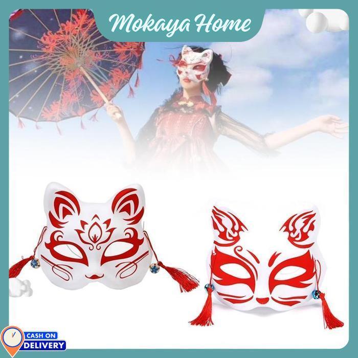 Mokaya Home - Topeng Kitsune Topeng Anime Topeng Rubah Demon Topeng Fox Kitsune Mask Cosplay Kitsune