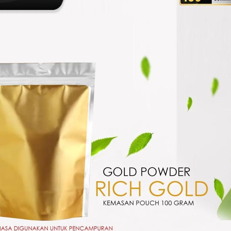 Gliter Bubuk Serbuk Emas Cat Gold Sablon Jepang 100 Gram Pouch