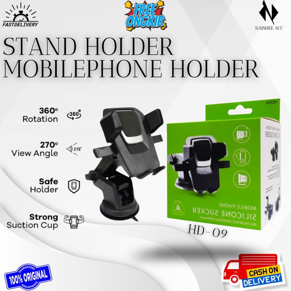 BIG PROMO CAR HOLDER STAND HP HD09 FOLDING UNIVERSAL KACA DABOT PHONE MOBIL HD-09 HITAM