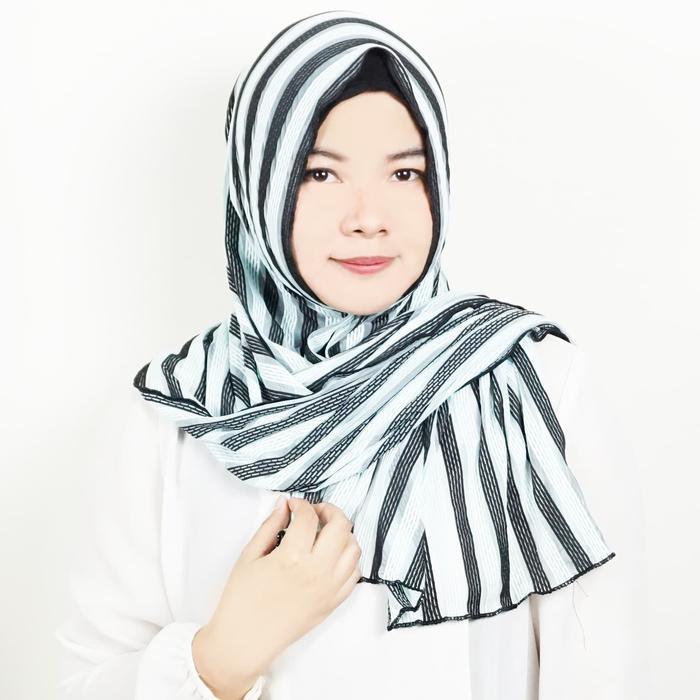 HIJAB / JILBAB PASHMINA MOTIF SALUR - Biru - 81520