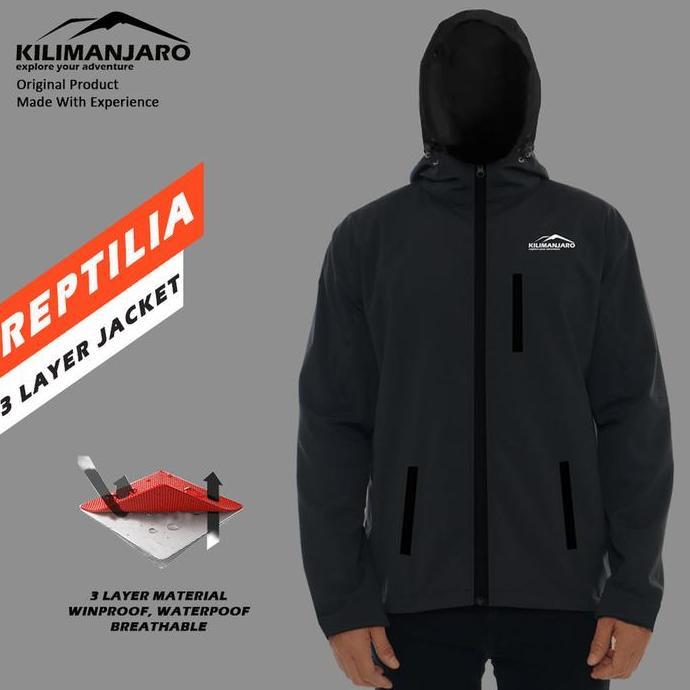 '' JAKET KILIMANJARO REPTILIA 3 LAYER WATERPROOF - RAIN JACKET - HITAM ''