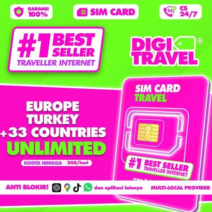SIM Card Eropa Turki | Simcard Europe Turkey Unlimited Internet | DIGITRAVEL Sim Card Europe Eropa T