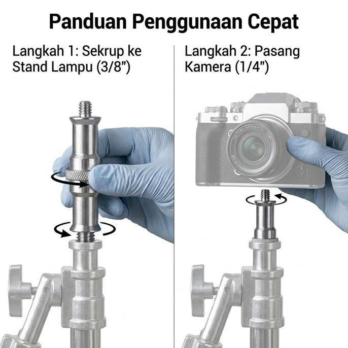SNAMULA Baut Adapter Kamera 1/4 3/8 Adaptor Sekrup Tripod Aluminium Alloy Untuk Tripod Monopod Foto