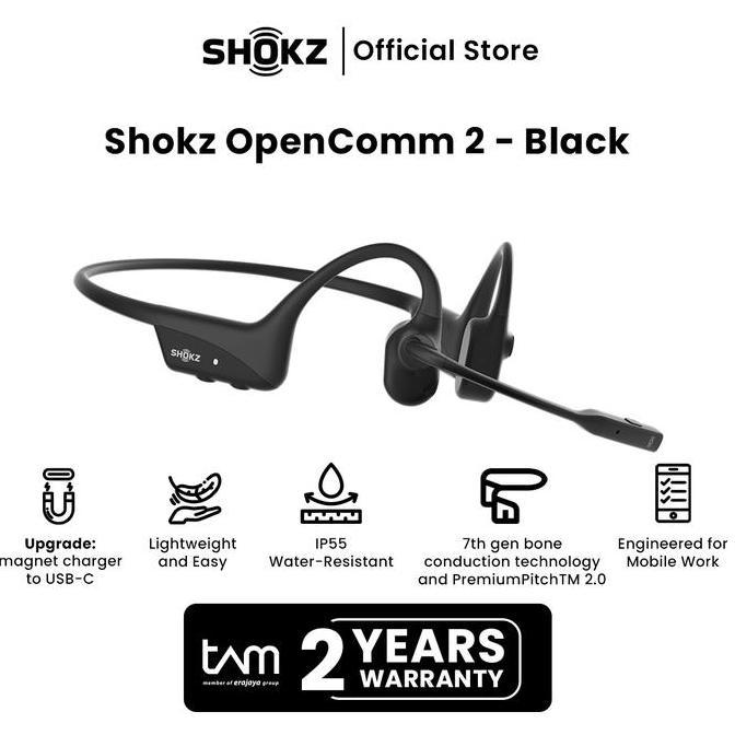 Shokz Bone Conduction OpenComm 2 - Black